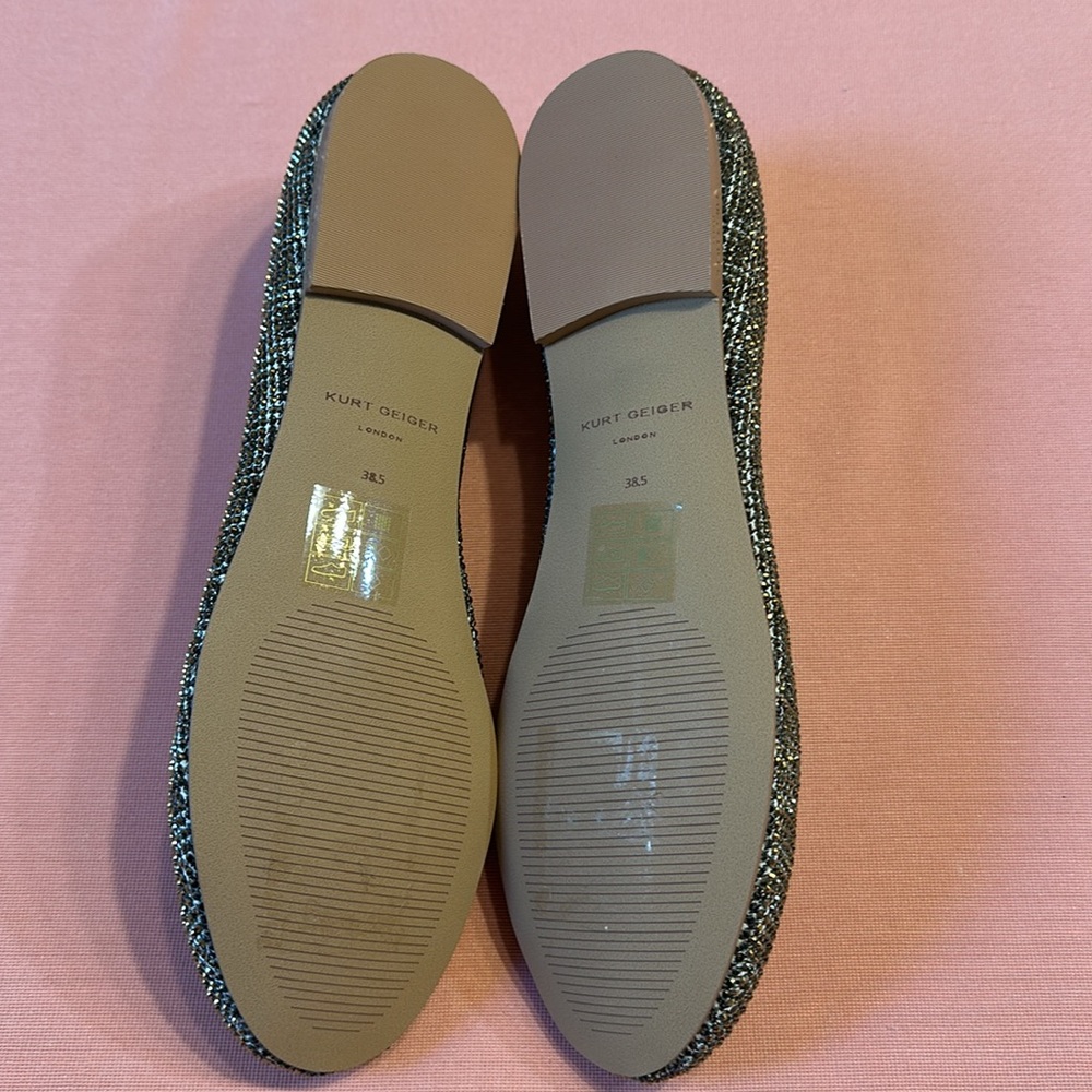 New Kurt Geiger Women's Gold Ballet Flats. Size 38.5. - Picture 7 of 9